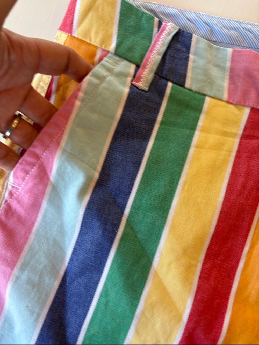 crown & ivy Multicolor Vertical Stripe Cotton Shorts - Bright Summer Palette - Picture 3 of 5